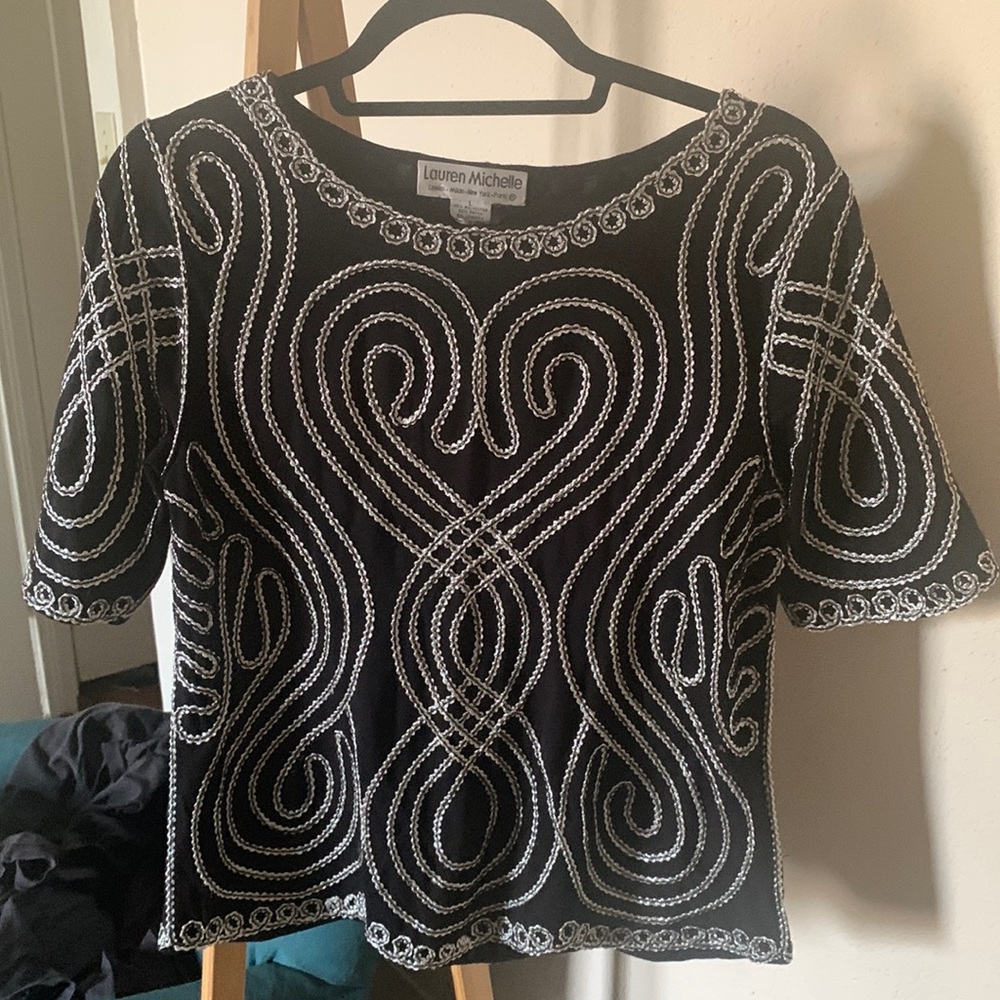 Shiny embroidered t-shirt! Super comfy! Lauren Michelle.